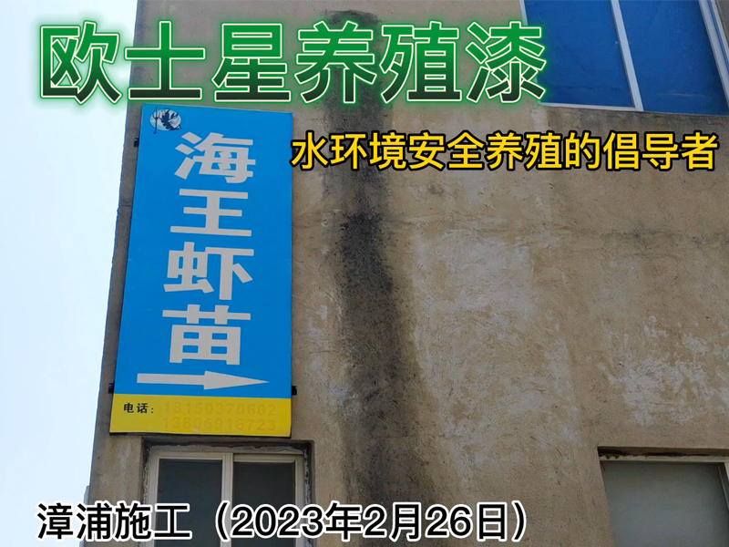 今天天晴，適合刷漆。刷漆前池子干燥，無塵，再均勻涂刷養殖漆效果更好。倡導水環境安全養殖，歐士星養殖漆在行動。